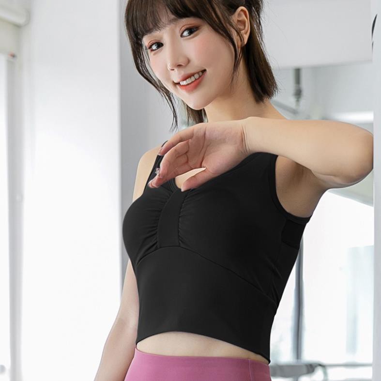 Áo bra tập gym nữ Louro LA46, kiểu áo croptop body nhún ngực sẵn mút, dùng tập thể thao, gym, yoga, zumba  ྇