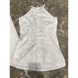 áo bà ba yếm gấm trắng
