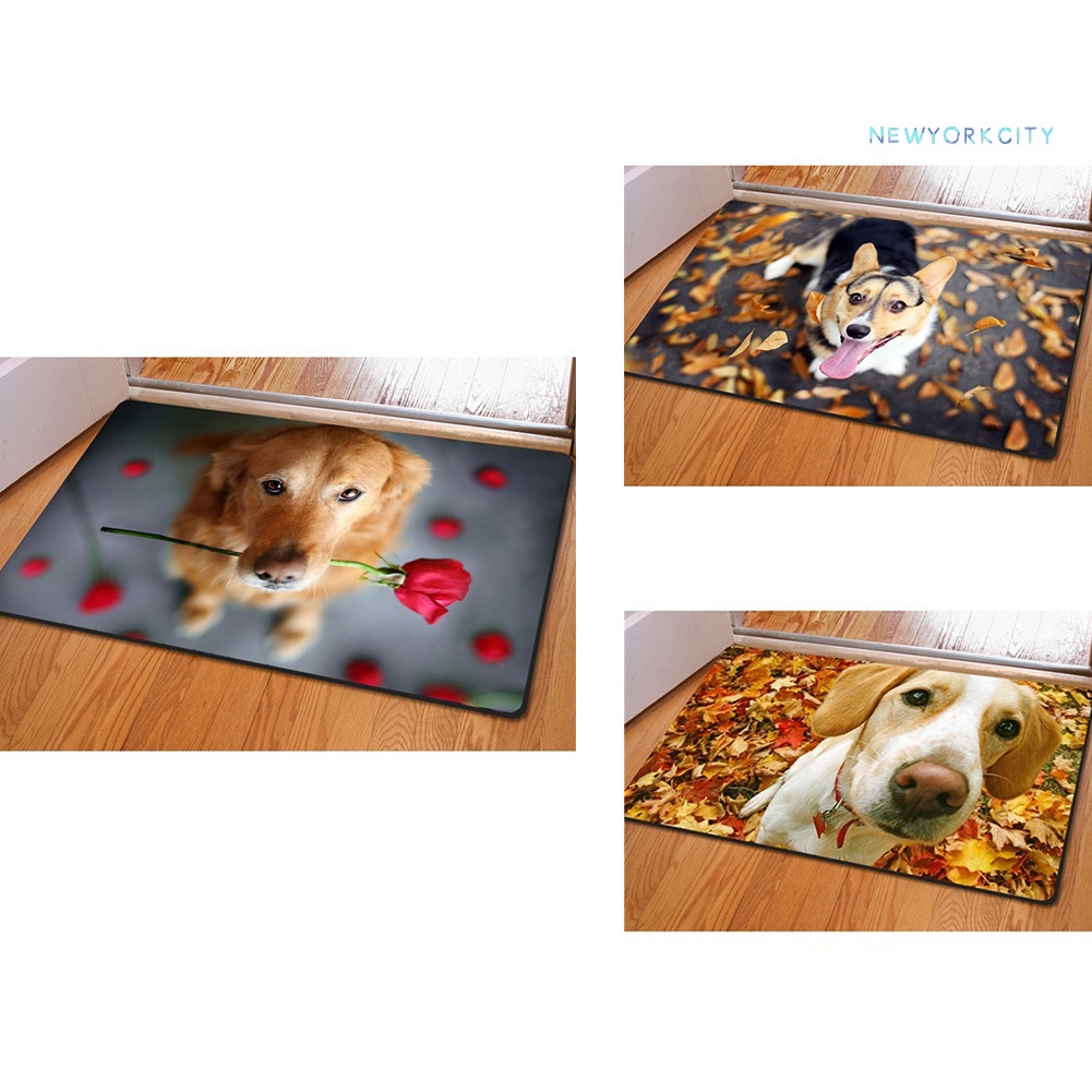 Thảm lót cửa chùi chân Chống Trượt In Hình Chú Chó 3D Cho Nhà Bếp / Phòng Tắm