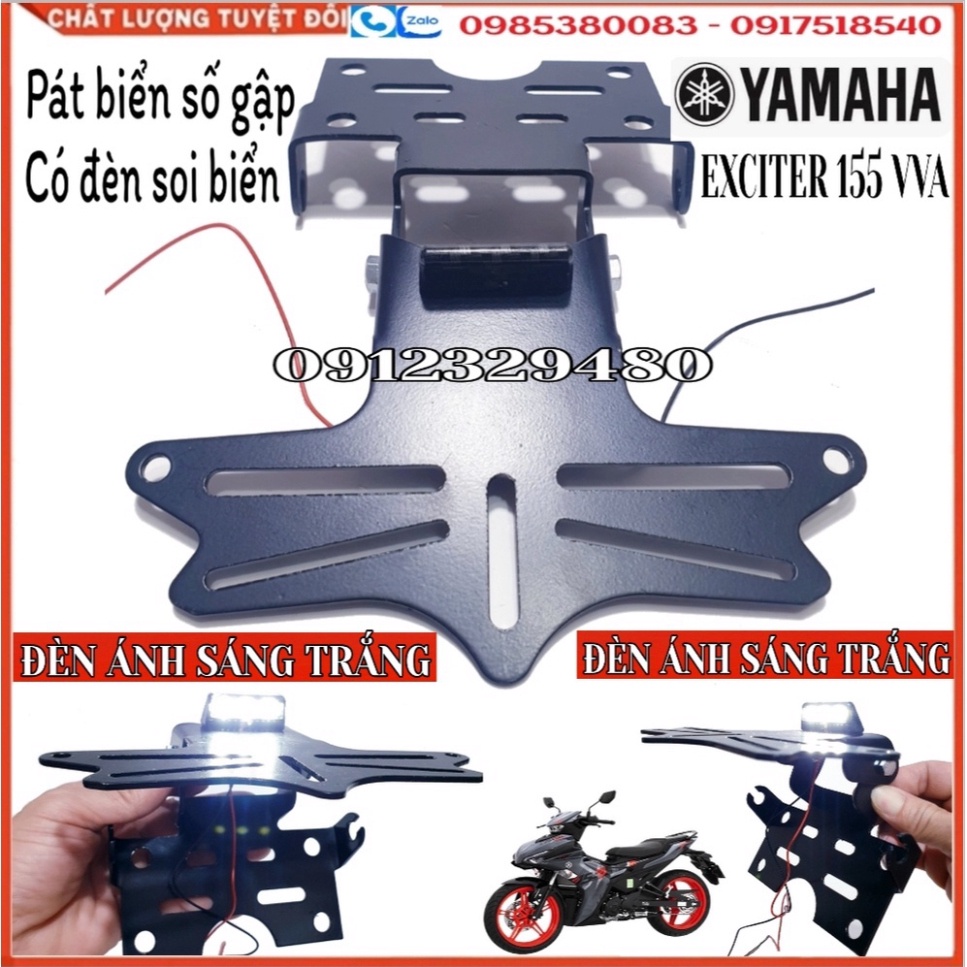 Pát Biển Gập Gắn Yamaha Exciter 155 VVA, Ex 155 VVA Các Phiên Bản Đút Gầm Có Đèn Soi Biển Số Gắn Được Nhiều Loại Xi Nhan