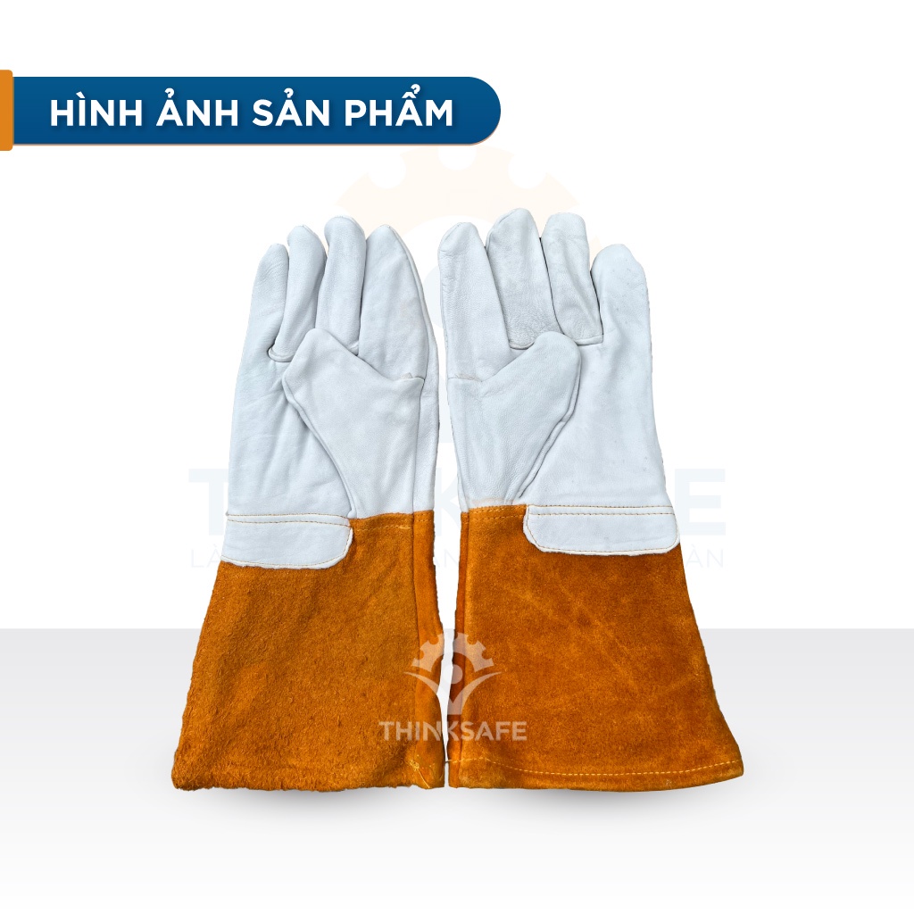 Găng tay hàn tig chịu nhiệt 2233 dài tay chống cháy, chịu nhiệt, làm bằng da bò  Bao tay hàn cắt chuyên dụng - THINKSAFE