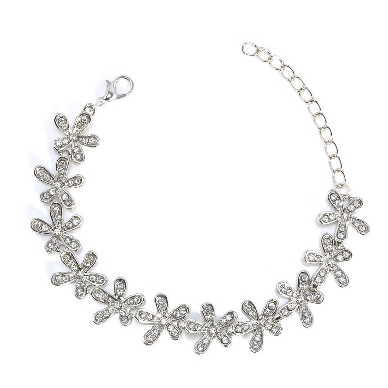 Cod In Stock New Korea Vintage Gold Silver Plated Crystal Women Snowflake Bangle Wrap Bracelet Gifts