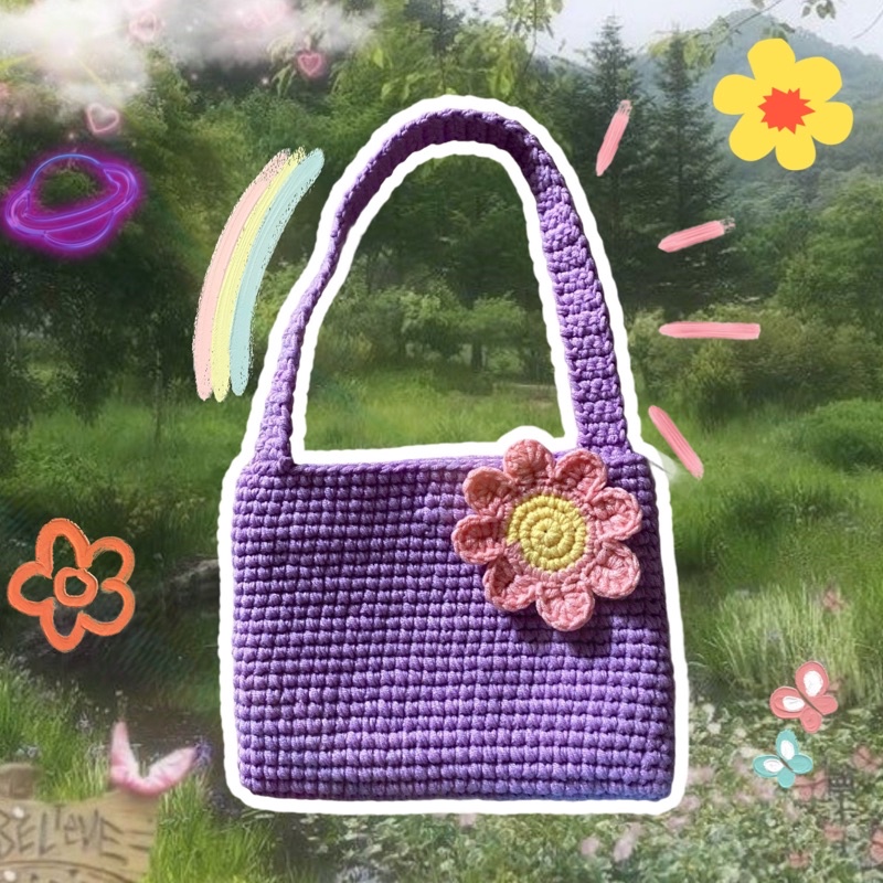 Túi len móc handmade Shoulder Bag Trơn