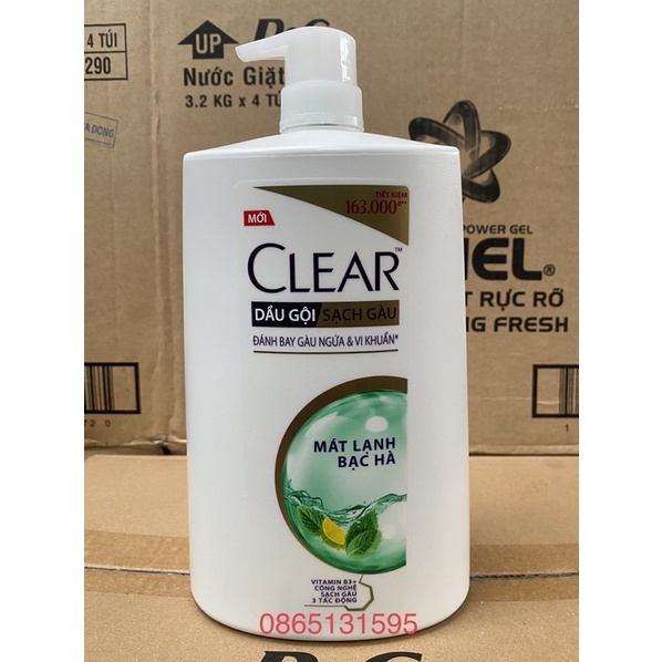 Dầu gội sạch gàu Clear mát lạnh bạc hà 1.4kg (xanh dương)