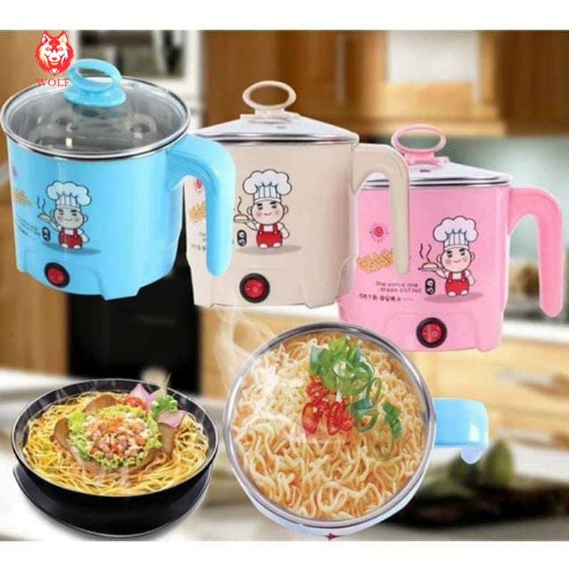 Nồi lẩu điện, Ca Nấu Mì, Nấu Lẩu Mini Đa Năng 2 Tầng Siêu Tốc 18cm,Tặng Kèm Khay Hấp