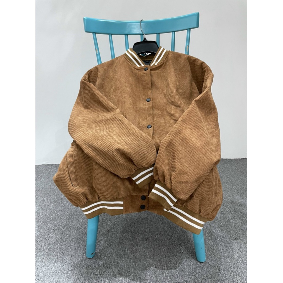 Áo Varsity Jacket áo bomber chất nhung tăm 2 lớp nam nữ khoác ngoài dày dặn cao cấp form rộng unisex - AQ STORE