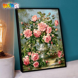 '[Order 10 ngày] Tự làm tranh sơn dầu kỹ thuật số phòng khách phong cảnh hoa nhân vật hoạt hình tô màu bức tranh tô màu