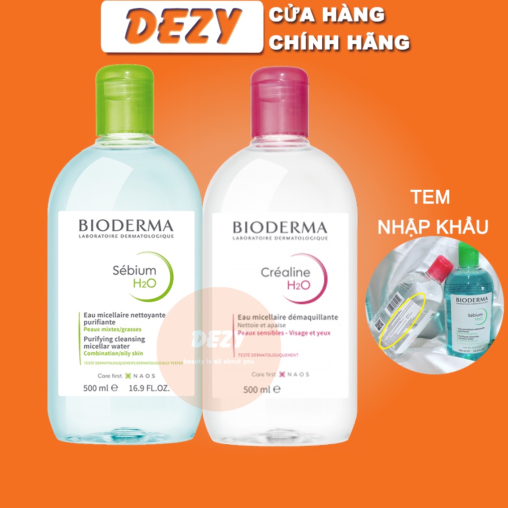 Nước Tẩy Trang Bioderma 500ml Chính Hãng - Sensibio Micellar Water Cho Da Nhạy Cảm Sebium Cho Da Dầu Mụn - Skincare Dezy