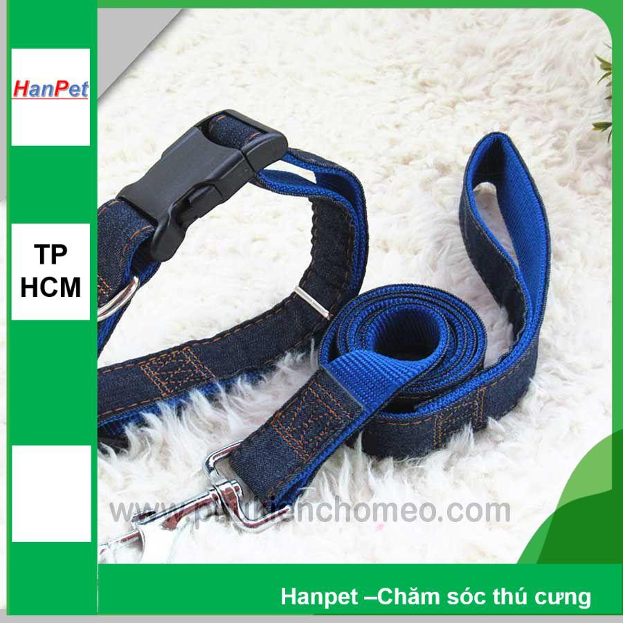 HCM-SP1201 - Dây dắt chó vòng cổ vải bò (Size 1.0 : vòng cổ từ 18~26cm) (hanpet 4711900)