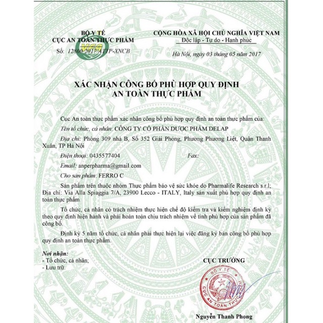 FerroC FITOBIMBI + kẽm+Men | Thế Giới Skin Care