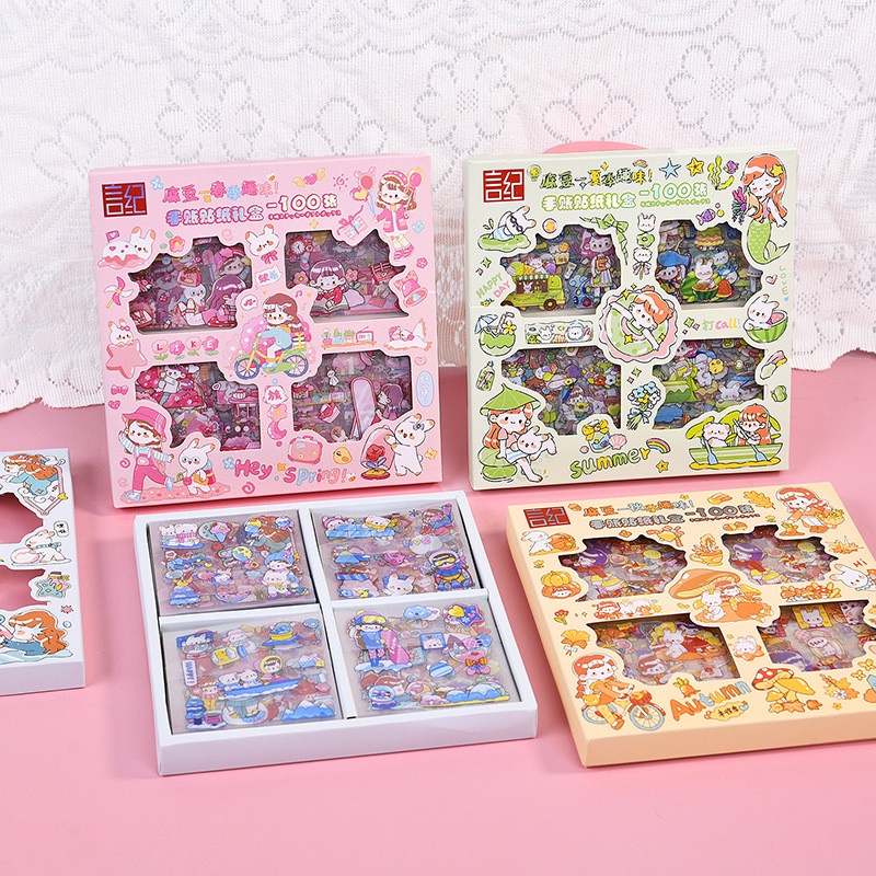 Sticker Miếng Dán Họa Tiết Hoạt Hình Cute,Trang Trí Dán Tập Vở, Bình Nước