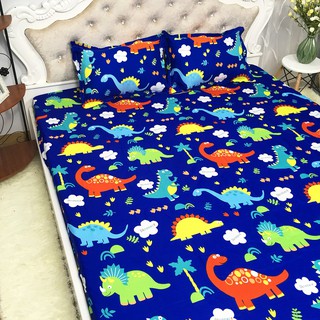 Chăn Hè Trần Bông 3 Lớp Vải Cotton Poly MẪU KHỦNG LONG xanh cho bé