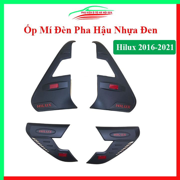 Ốp mí đèn pha hậu Hilux 2016-2021 nhựa đen bản 2 cầu