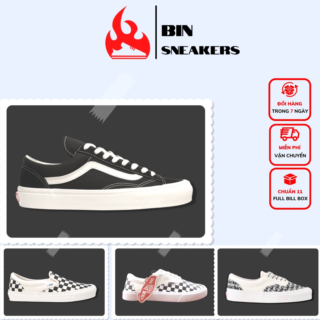 Giày Thể Thao 𝗩𝗮𝗻𝘀 caro cao cấp, Giày 𝗩𝗮𝗻𝘀 lười caro, 𝗩𝗮𝗻𝘀 FOG, 𝗩𝗮𝗻𝘀 Caro buộc dây nam nữ full bill box