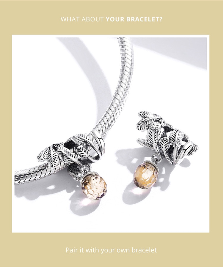 Charm bạc sterling 925 Bamoer BSC336 chính hãng hình quả thông may mắn CZ DIY