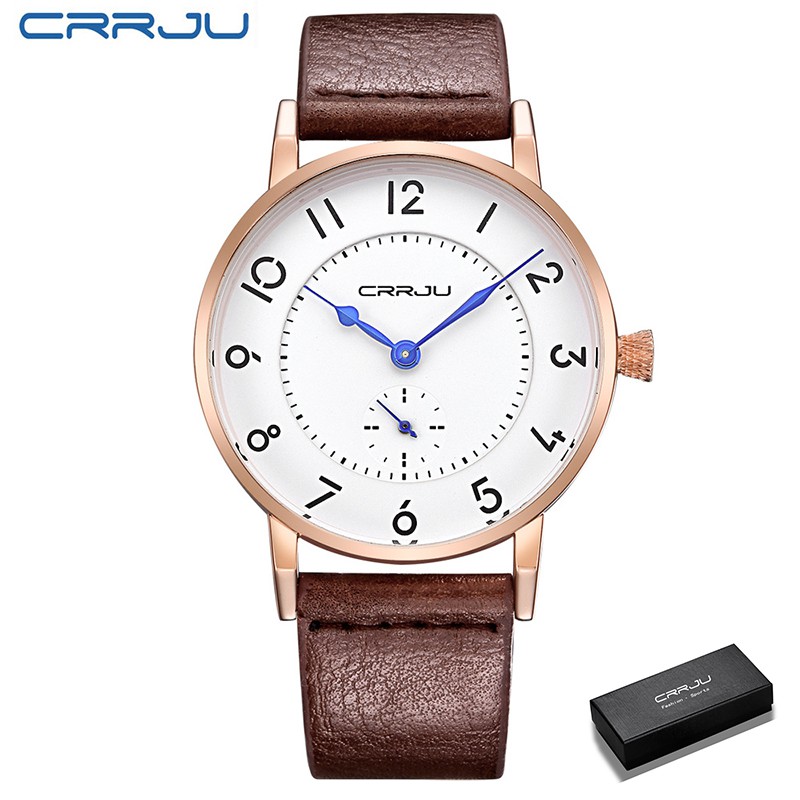 Đồng Hồ CRRJU 2112 Cho Nam Dây Da Kiểu Máy Thạch Anh Thời Trang Chống Nước