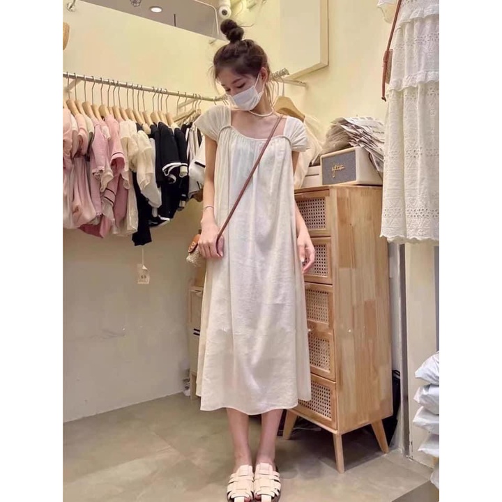 Váy suông nữ - đầm suông 2 dây nhún ngực form rộng vải đẹp Shynstores