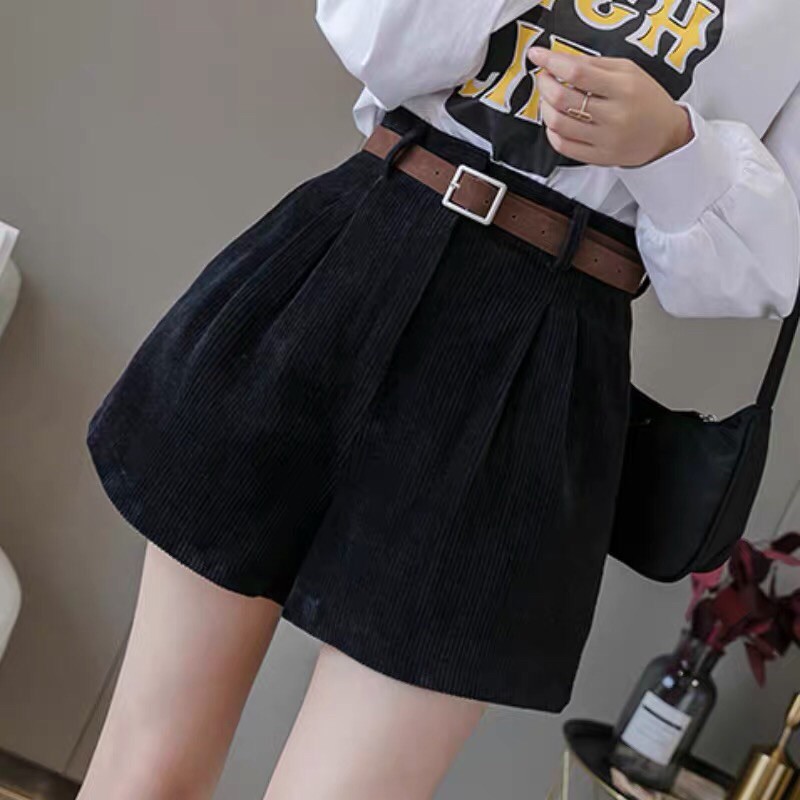 Quần đùi nhung quảng châu kèm belt thắt lưng