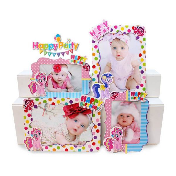 set kì lân Little Pony phụ kiện trang trí sinh nhật thôi nôi - Happy Birthday bé gái hồng