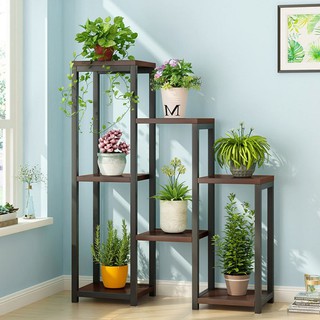 Kệ để chậu hoa cây cảnh trang trí 7 ô khung thép + MDF 65x23x90cm