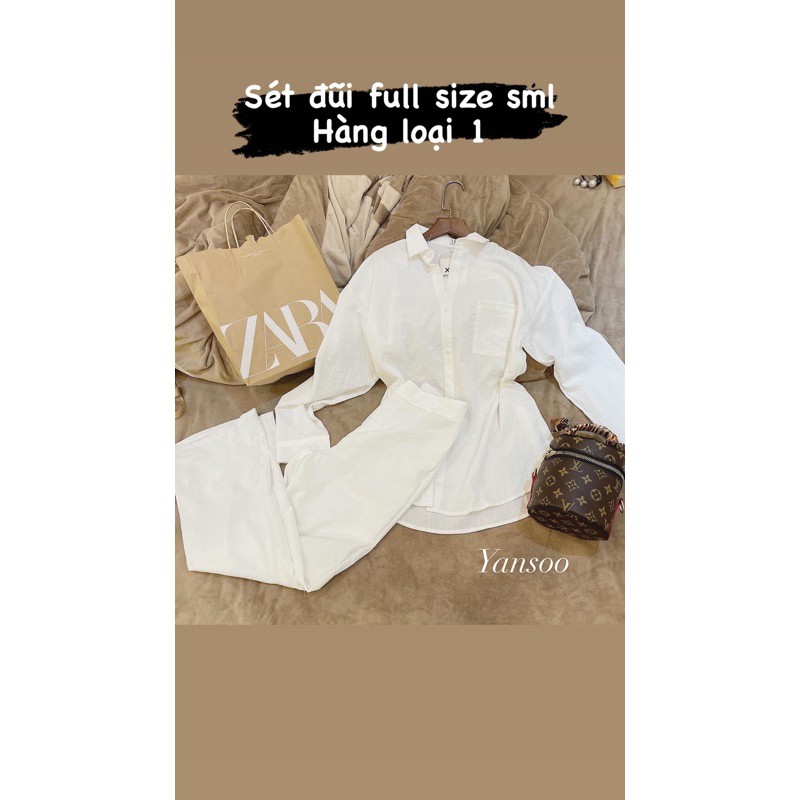 195☘️SÉT ÁO SOMI ĐŨI MIC QUẦN BAGGY TRẮNG CỰC XINH - ảnh thật trải sàn | BigBuy360 - bigbuy360.vn