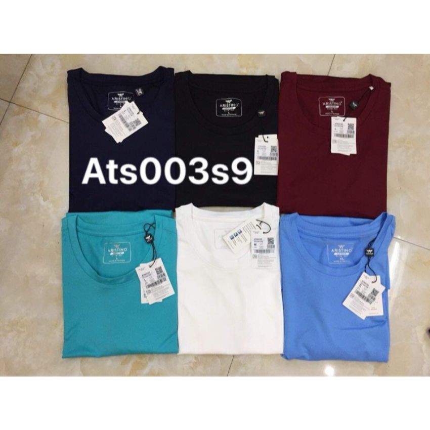 Áo phông t shirt ngắn tay nam Aristino CHÍNH HÃNG – GIẢM GIÁ ATS003S9 chất liệu thể thao siêu mát PE cool, dáng slim fit