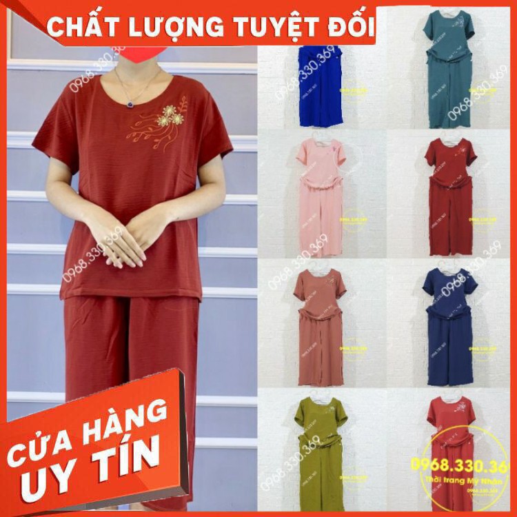 HÀNG CAO CẤP -   Đồ bộ trung niên đũi cao cấp thêu hoa nhiều màu đẹp  - Hàng Cao Cấ