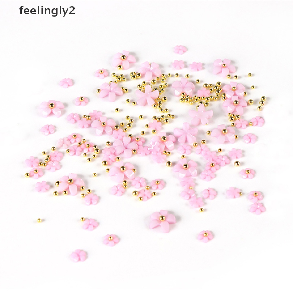 Hạt cườm acrylic hình bông hoa đính trang trí móng tay