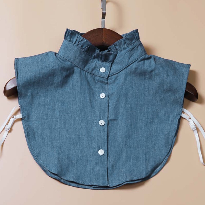 Cổ Áo Rời Chất Liệu Denim Họa Tiết Kẻ Sọc Dễ Thương Cho Búp Bê