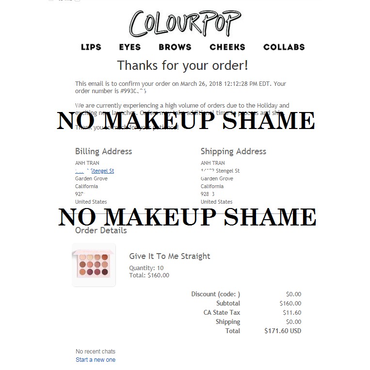 [BILL US] BẢNG MẮT COLOURPOP GIVE IT TO ME STRAIGHT