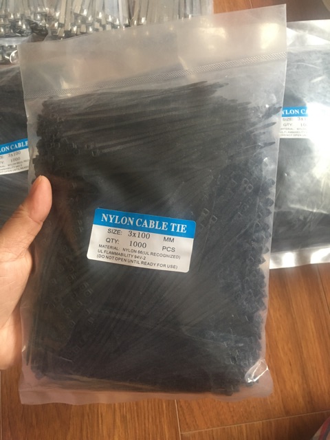 Túi 1000 sợi dây rút nhựa, dây thít màu đen 10cm hàng chuẩn