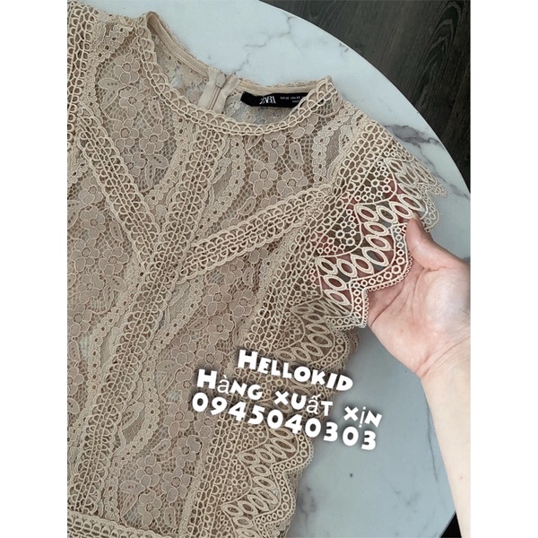Áo sơ mi ren cắt lace thêu nữ