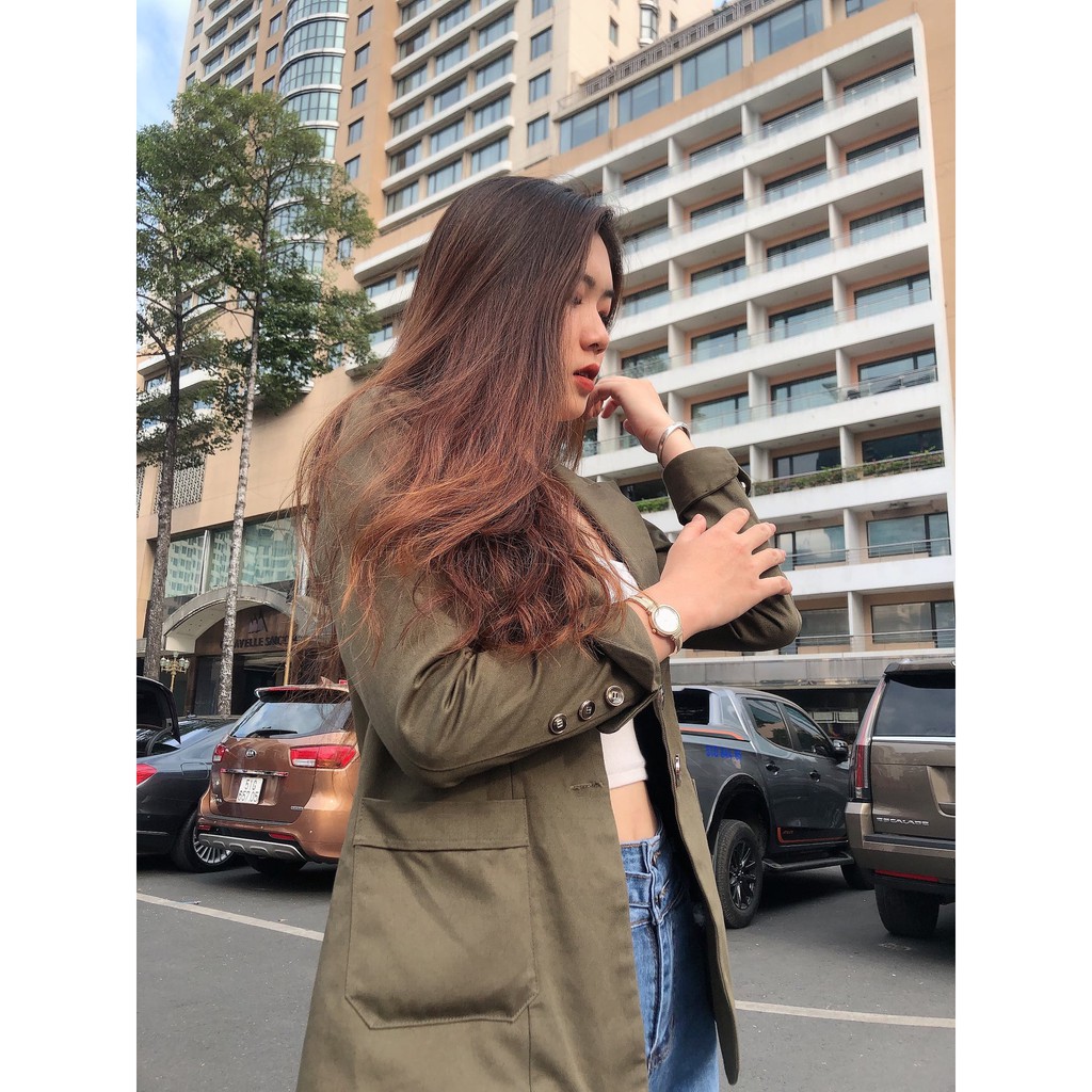 Blazer rêu form đứng