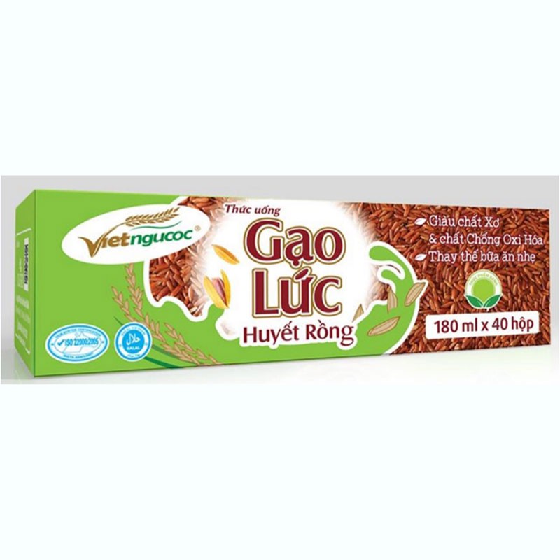 Thùng 40 hộp Gạo lức huyết rồng Việt Ngũ Cốc 180ml/hộp