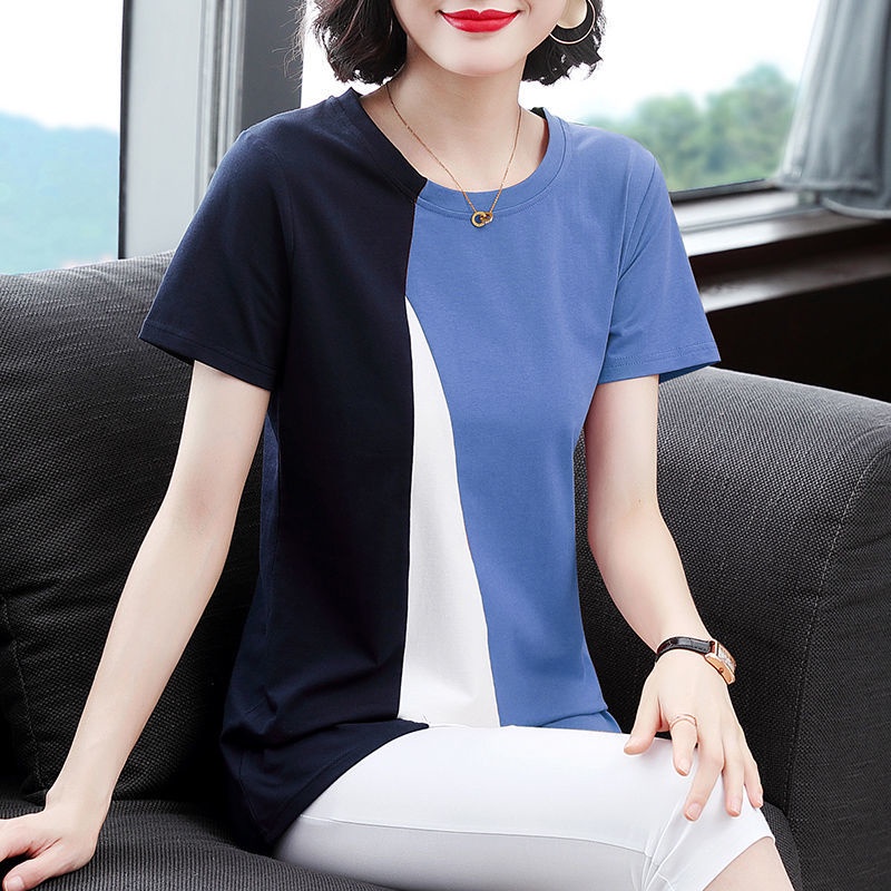 Áo Thun Tay Ngắn Dáng Rộng Thời Trang Cho Phụ Nữ Trung Niên