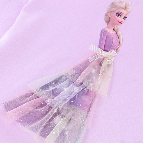 SUGE Áo Sơ Mi Cotton Tay Ngắn In Hình Công Chúa Elsa 3D Thời Trang Cho Bé Gái Từ 1-8 Tuổi