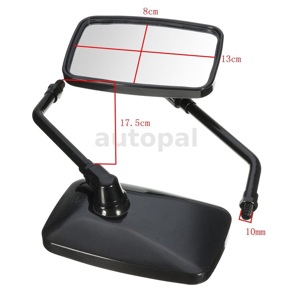 Set gương chiếu hậu hình chữ nhật màu đen 10mm tiện lợi dành cho xe máy