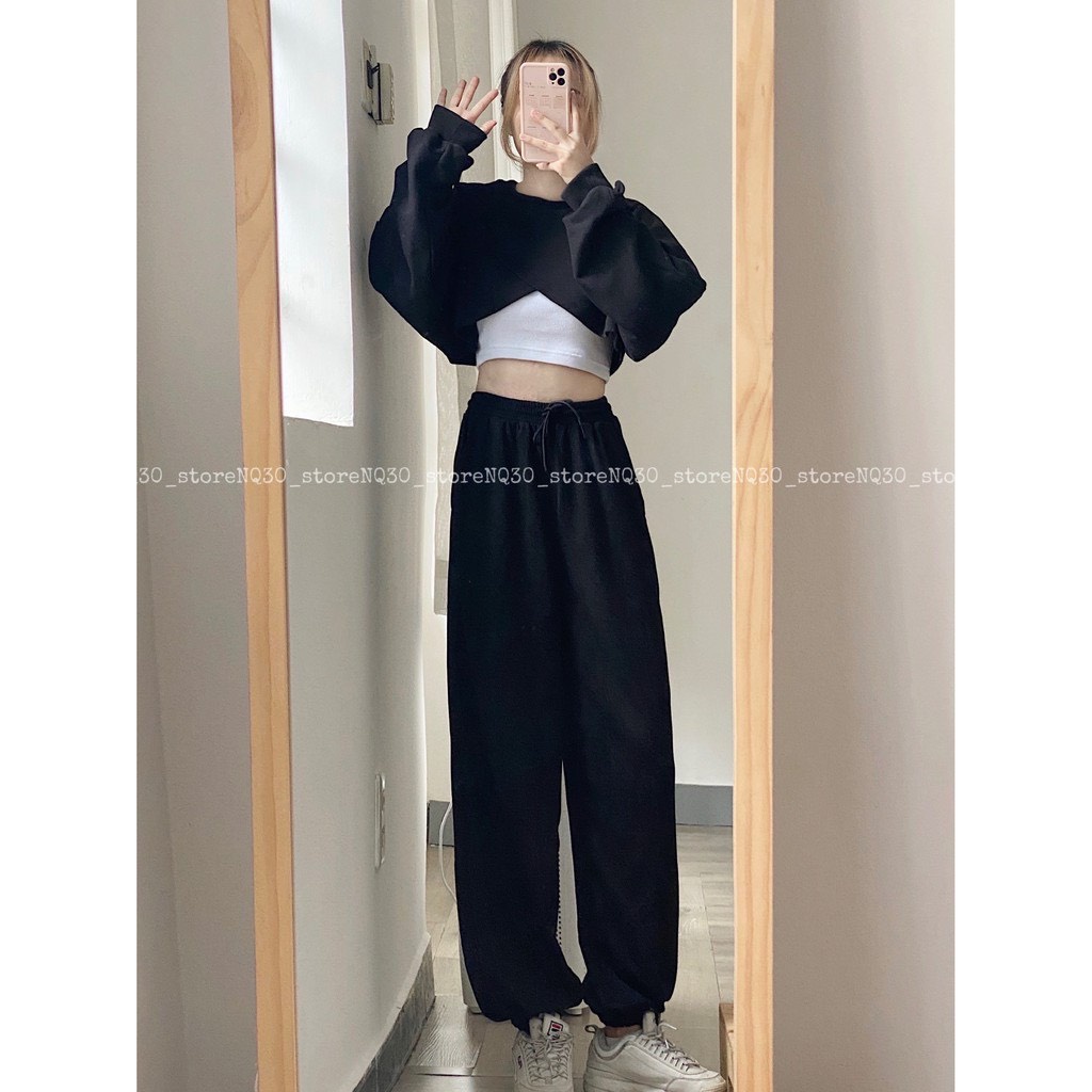 Bộ Crt Set 3: Quần Bo Chân - 1 Áo 2 Dây- 1 Áo Crotop Tay Bồng -Set Đi Chơi Phong Cách Trẻ Trung Ulzzang