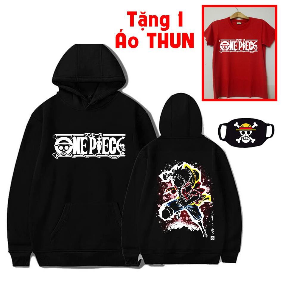 Mua áo hoodie Luffy mũ rơm tặng kèm áo thun bịt mặt one piece