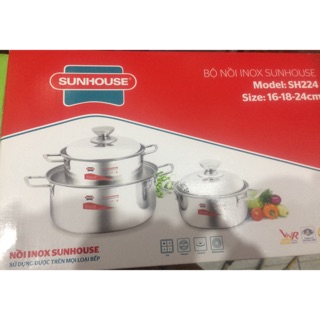 Bộ nồi inox sunhouse 1 đáy model:sh224