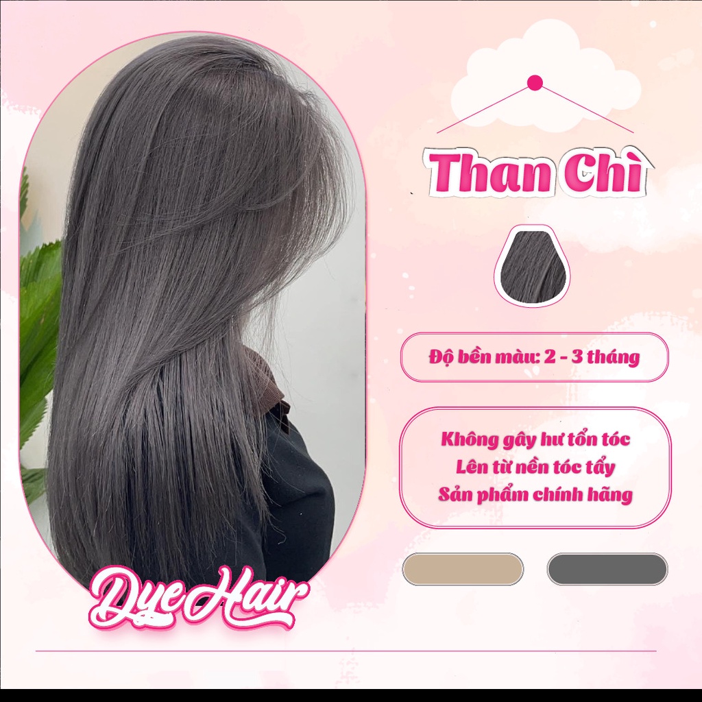 Thuốc Nhuộm Tóc, Thuốc Nhuộm Tóc Than Chì, Dye Hair, Cần Tẩy, Tặng Kèm Oxy Trợ Dưỡng Và Bao Tay