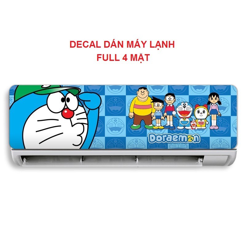 Decal dán máy lạnh, máy điều hòa DOREMON full 4 mặt - Trang trí phòng