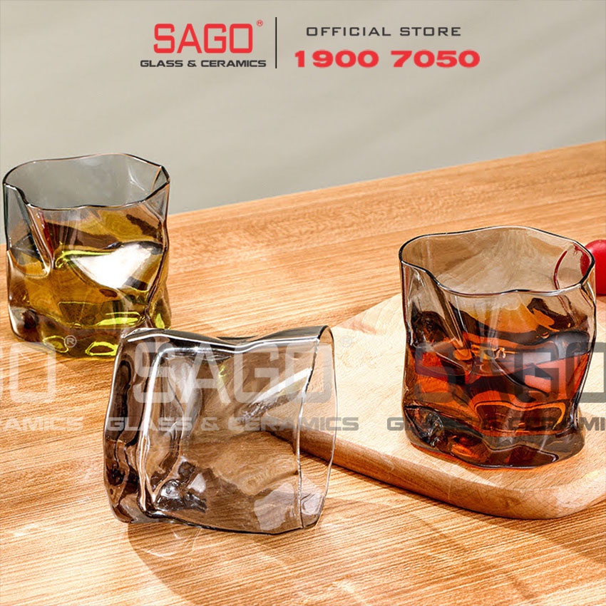 Ly Thủy Tinh Apple Green Wave Shiny whisky Glass 280ml | Tùy Chọn Màu