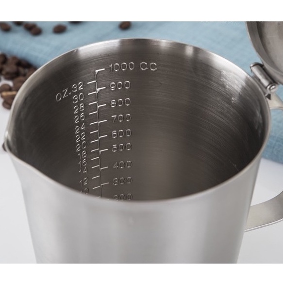 Ca inox - Ca đong bằng inox 304 CHIA VẠCH CÓ NẮP các loại 500ml 700ml 1000ml 1500ml 2000ml sáng bóng