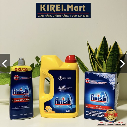 Combo Bột rửa bát Finish Classic 2.5kg + Muối làm mềm nước 1.5kg + Nước bóng 1150ml