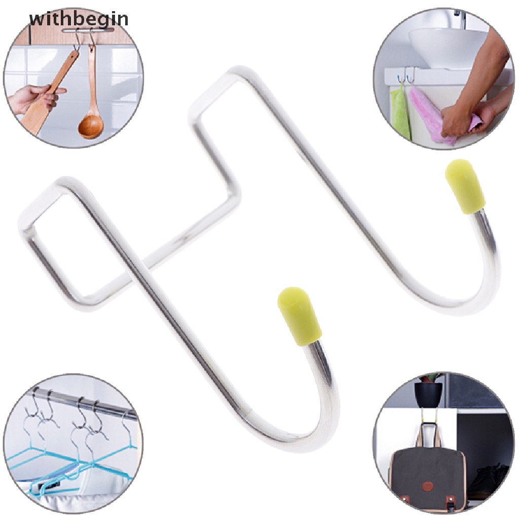 1 Móc Treo Đồ Hình Chữ S Đôi Bằng Thép Không Gỉ Gắn Tường Nhà Bếp / Phòng Tắm
