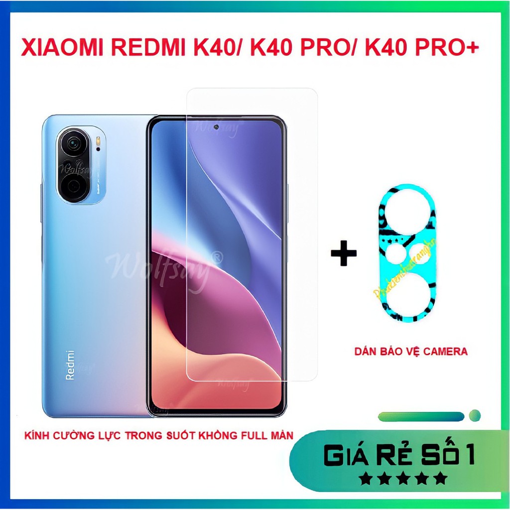 Combo Xiaomi Redmi K40S Poco F4 K40 Poco F3 K40 Pro K40 Pro+ cường lực trong suốt không full màn + dán bảo vệ camera