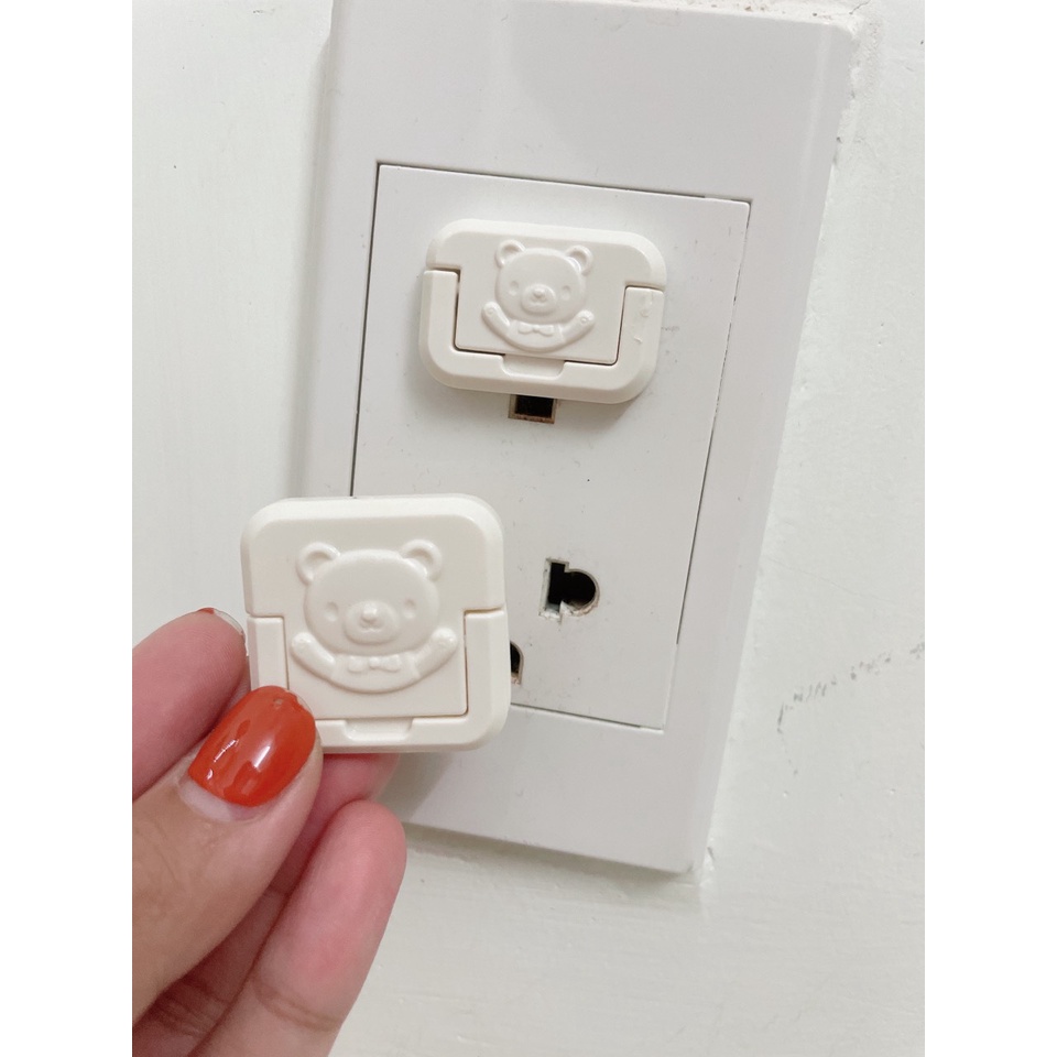 Nút Bịt Ổ Điện hình gấu 2 chân 3 chân Chống Giật, An Toàn Cho Bé