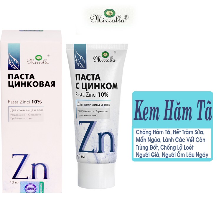 Kem Hăm Bôi Ngoài Da, Ngăn Ngừa Viêm Da, Các Vấn Đề Da Cơ Địa Paste with Zinc, Mirrolla® 40ml