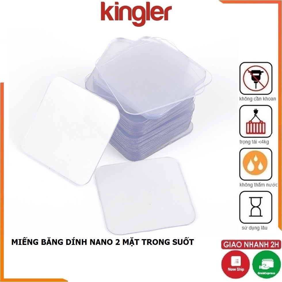 Miếng Băng Dính 3M Vuông, Siêu Dính 2 Mặt Trong Suốt, Tiện Dụng- Đa Năng, Loại Vuông 6x6cm. Kingler 6000